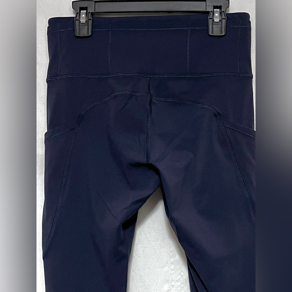 Navy Blue High Rise Yoga Leggings Running Activewear Workout Gym Pockets - Picture 7 of 9